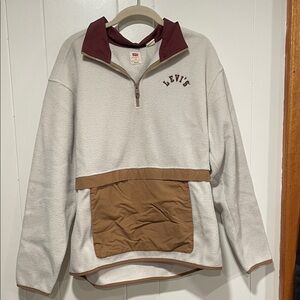 Levi's Cream and Tan Half-Zip Pullover